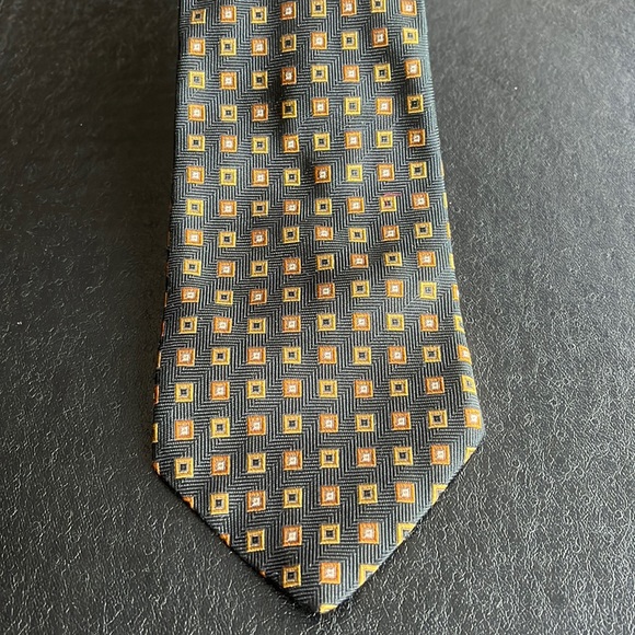 Ferrell Reed Black, Gold & Rust Silk Tie - Picture 2 of 5